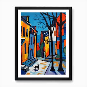 Painting Of A Street In Toronto Canada With A Cat In The Style Of Matisse 3 Art Print