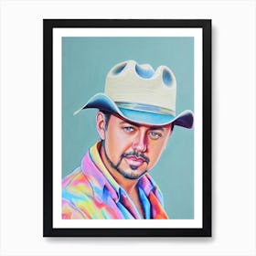 Jason Aldean Colourful Illustration Art Print