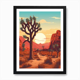  Retro Illustration Of A Joshua Trees At Dusk In Desert 4 Art Print