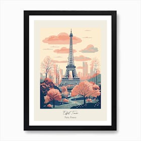 Eiffel Tower   Paris, France   Cute Botanical Illustration Travel 5 Poster Art Print