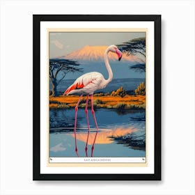 Greater Flamingo East Africa Kenya Tropical Illustration 4 Poster Art Print