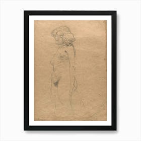 Female Nude To The Left, Gustav Klimt Art Print