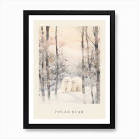 Winter Watercolour Polar Bear 1 Poster Art Print