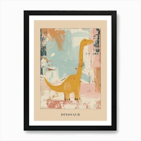 Muted Mustard Dinosaur Painting Poster Art Print