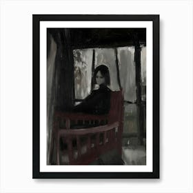 Dark Gothic Girl In A Chair Art Print