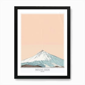 Mount Teide Spain Color Line Drawing 8 Poster Art Print