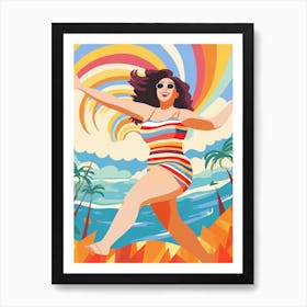 Body Positivity Day At The Beach Colourful Illustration  4 Art Print