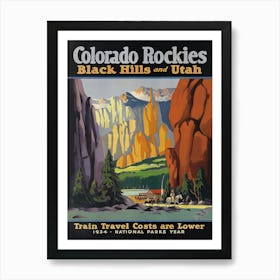 Colorado Rocky Mountains Vintage Travel Poster Art Print