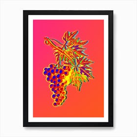 Neon Grape Vine Botanical in Hot Pink and Electric Blue n.0038 Art Print