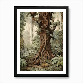 Vintage Jungle Botanical Illustration Rainforest Tree 1 Art Print