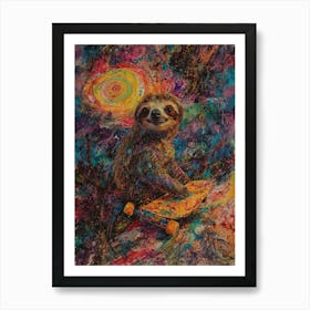 Sloth On Skateboard 2 Art Print