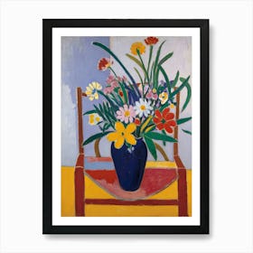 Vase Of Flowers Style Henri Matisse 2 Art Print