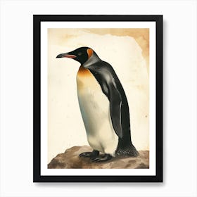 Adlie Penguin Zavodovski Island Vintage Botanical Painting 3 Art Print