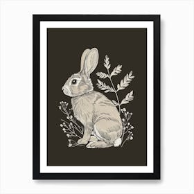 Tan Rabbit Minimalist Illustration 3 Art Print