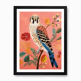 Pink Scandi American Kestrel 3 Art Print