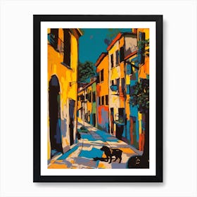 Painting Of A Venice With A Cat In The Style Of Of Pop Art 1 Art Print