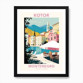 Kotor, Montenegro, Flat Pastels Tones Illustration 4 Poster Art Print