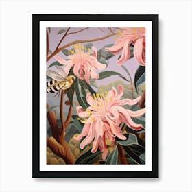 Bee Balm 4 Flower Painting Art Print