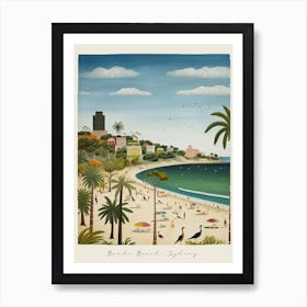 Poster Of Bondi Beach, Sydney, Australia, Matisse And Rousseau Style 1 Art Print