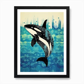 Orca Whale Collage Impasto Style Art Print