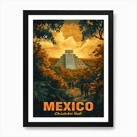 Vintage Chichen Itza, Mexico Art Print