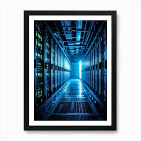 Abandoned Data Center Featuring Racks Filled With Mainframes And Servers Intricate Electronic Hardw (3) Art Print