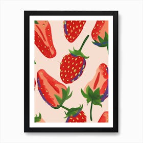 Strawberry Pattern Illustration 3 Art Print