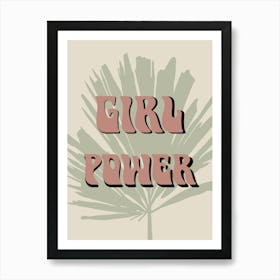 Pink Girl Power, Palm Leaf 3, Nursery Art, Pastels Art Print