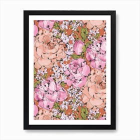 Peonies And Jasmine Art Print