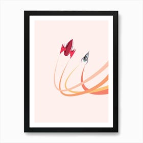 Space Spaceship Spacecraft Launching Wallpaper Rocket Drawing Art Print