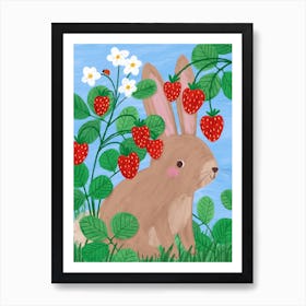 Strawberry Bunny Rabbit Art Print