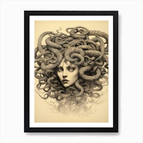 Medusa Pencil Style Illustration Art Print