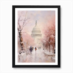 Dreamy Winter Painting Washington Dc Usa 1 Art Print