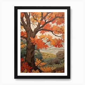 Maple Vintage Autumn Tree Print  Art Print