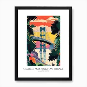 George Washington Bridge New Jersey Colourful 2 Travel Poster Art Print