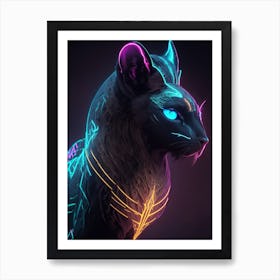 Neon Cat Art Print