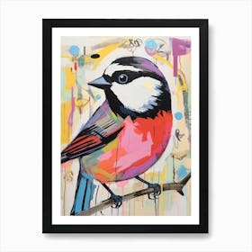 Colourful Bird Painting Carolina Chickadee 4 Art Print