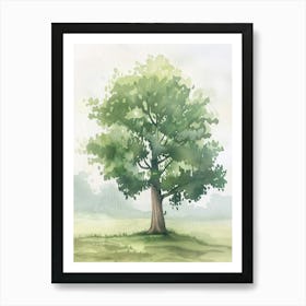 Linden Tree Atmospheric Watercolour Painting 2 Art Print