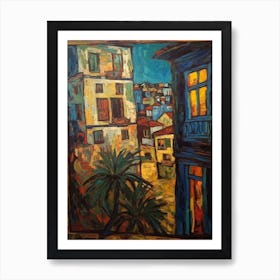 Window View Of Havana In The Style Of Expressionism 3 Art Print
