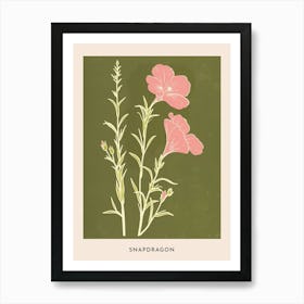Pink & Green Snapdragon 3 Flower Poster Art Print