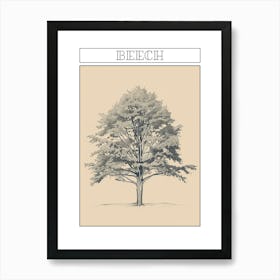 Beech Tree Minimalistic Drawing 1 Poster Art Print