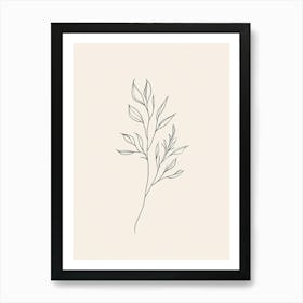 Simple Line Drawing Of A Leaf Art Print