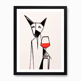 Cat And Cocktail Line Art 1 Art Print