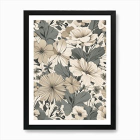 Floral Pattern in Beige Art Print