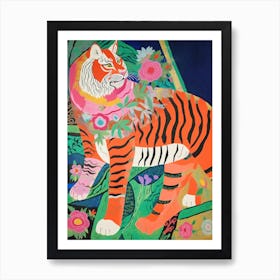 Maximalist Animal Painting Siberian Tiger 1 Art Print