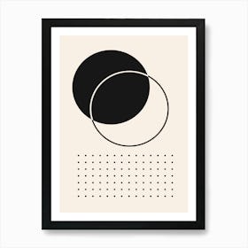 Black And White Circles boho Abstract Art Print