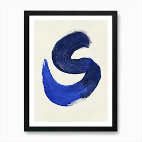 S - Blue Brush Stroke Art Print