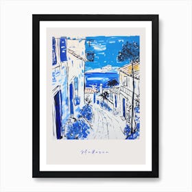 Mallorca Spain Mediterranean Blue Drawing Poster Art Print