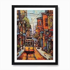 Painting Of San Francisco  In The Style Of Line Art 4 Art Print