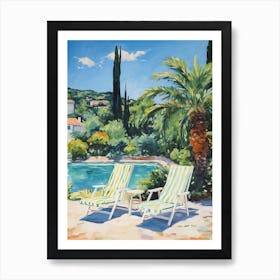 Sun Lounger By The Pool In French Countryside 4 Art Print